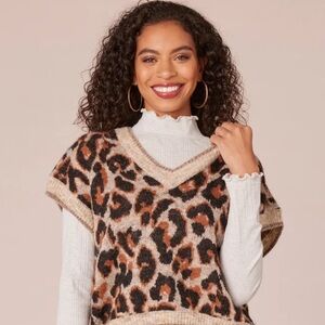 Democracy Cap Sweater Vest Animal Print